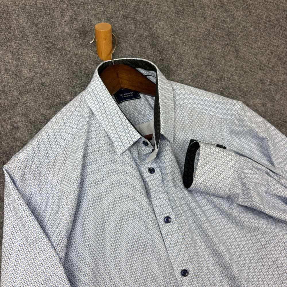 7Diamonds Ocean Eyes Mens Small Light Blue 4-Way Stretch Button Down Shirt